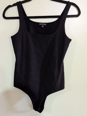 Shinestar Black Women's Scoop Neck One-Piece Bodysuit Medium